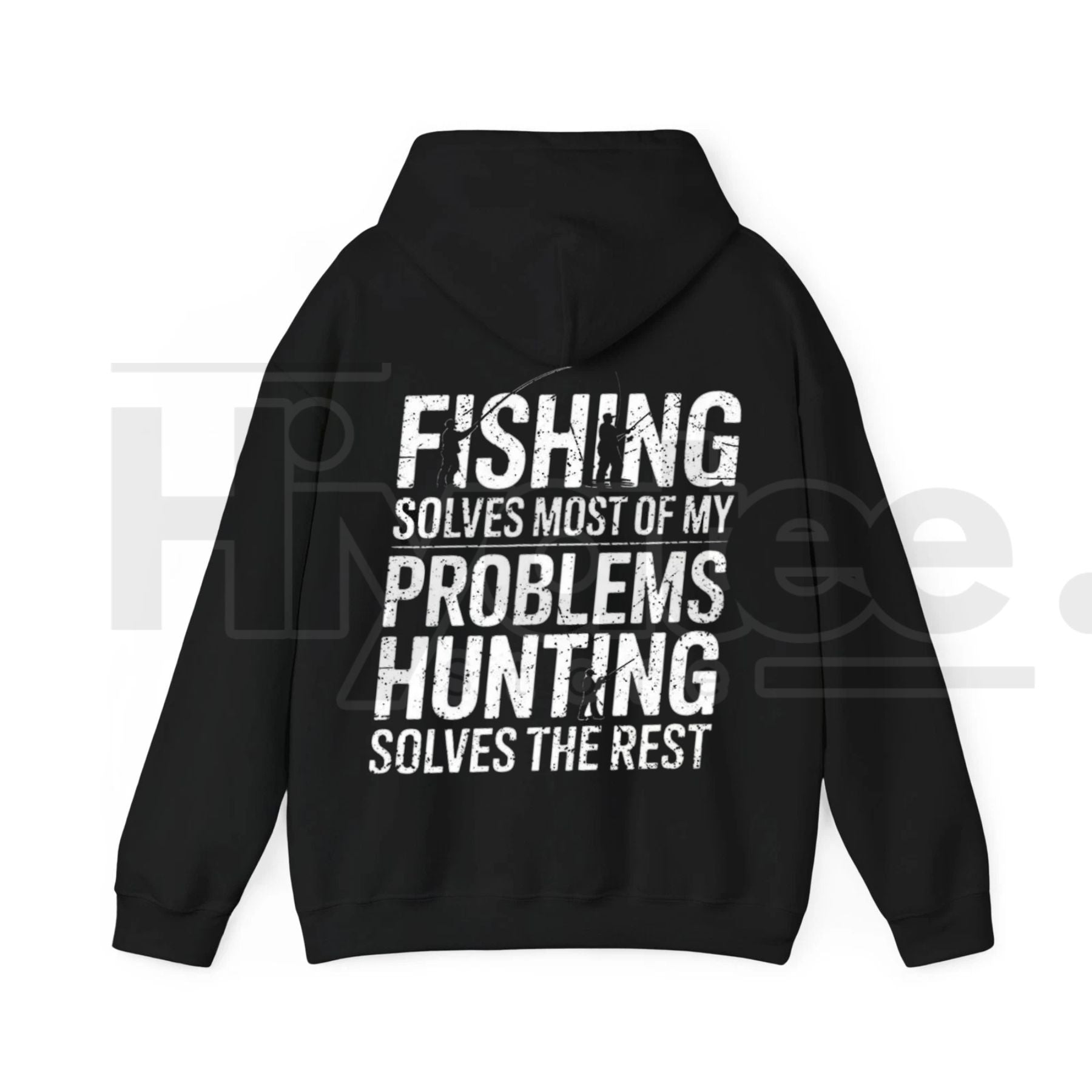 "Fishing Solves Most of My Problems" Hoodie – Funny Back Printed Hunter & Fisherman Gift, Men’s Outdoor Pullover