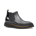 Black Plain-Toe Chelsea Boots with Pull Tab