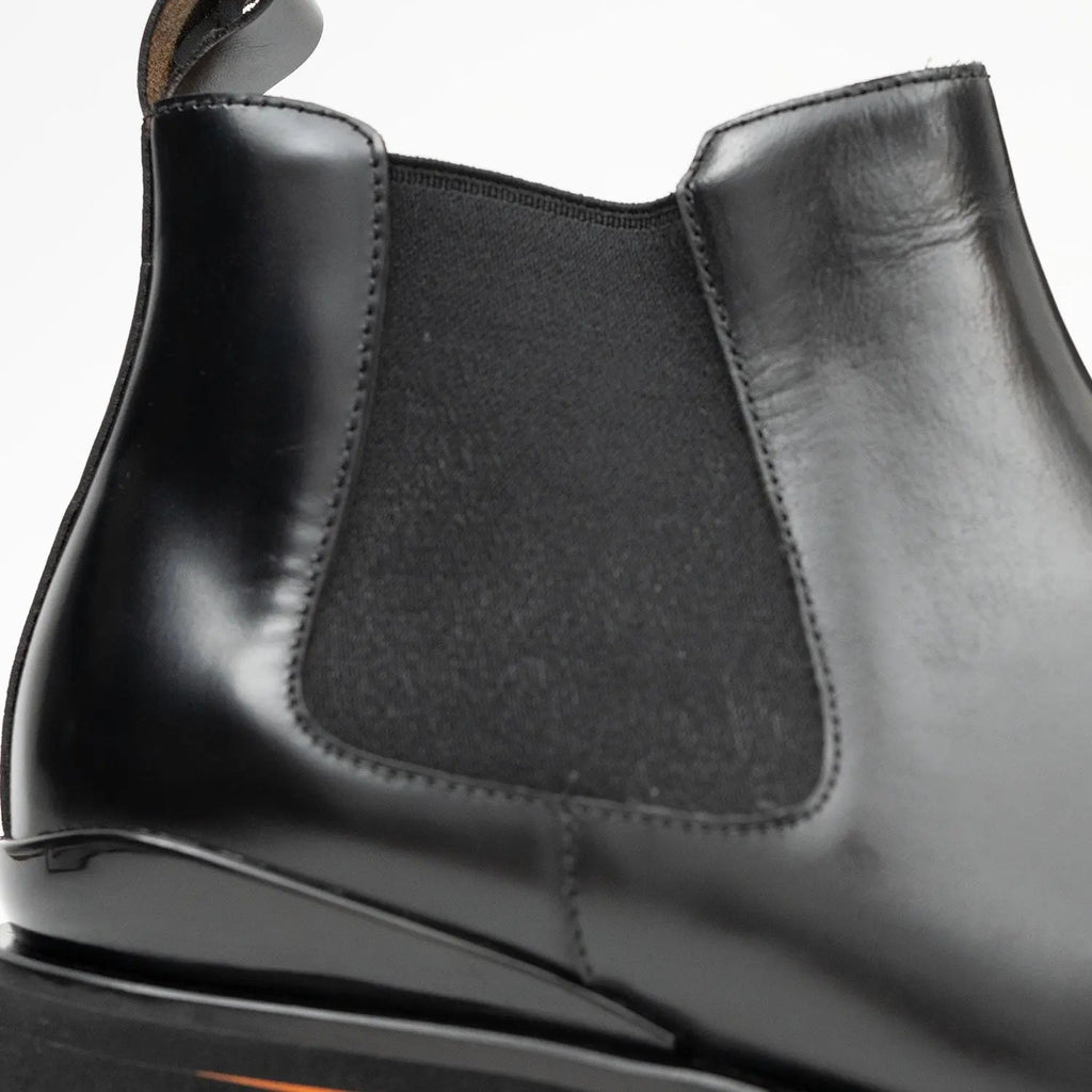 Black Plain-Toe Chelsea Boots with Pull Tab