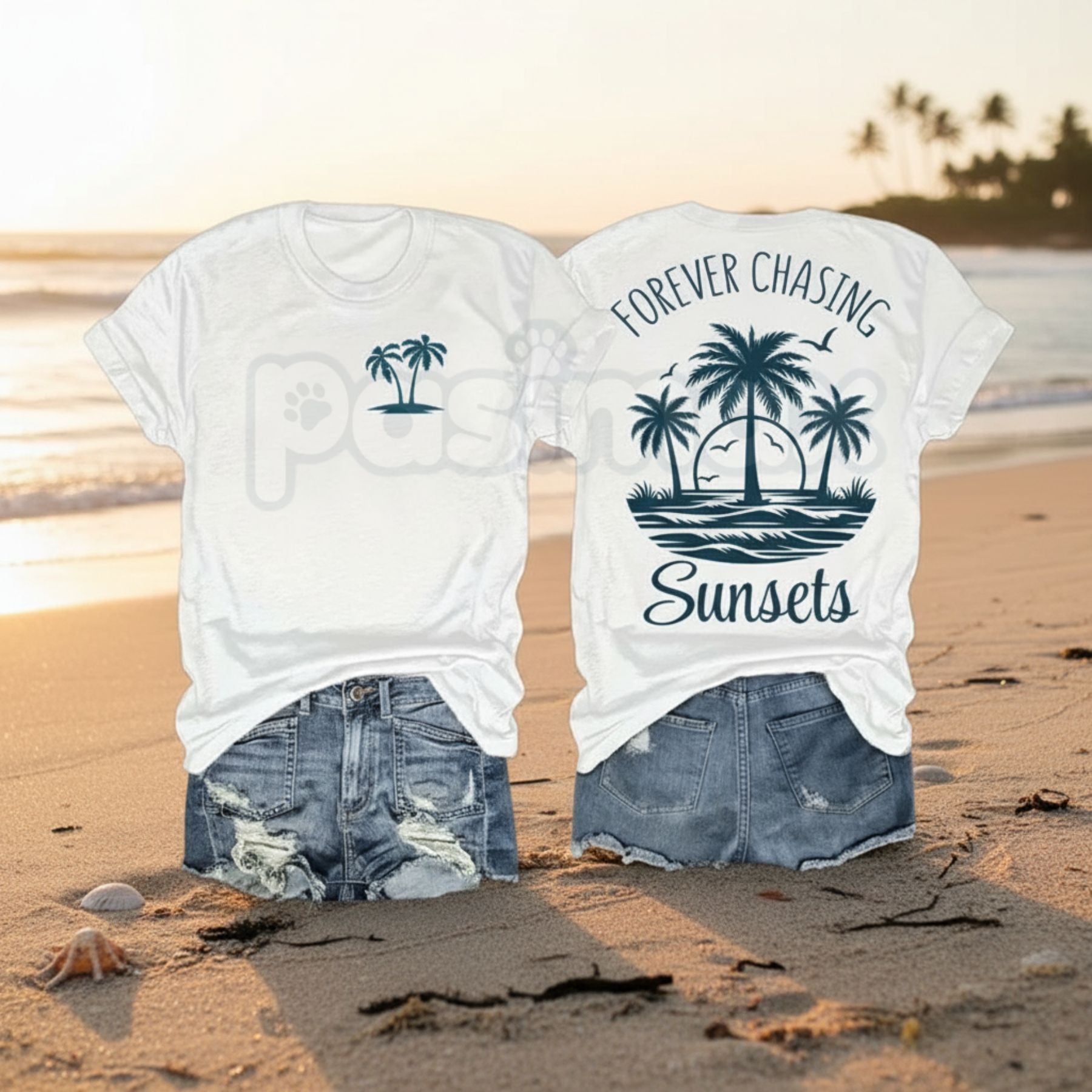 "Forever Chasing Sunsets" Graphic T-Shirt - Aesthetic Nature Adventure Tee, Premium 100% Cotton Wanderlust Top, Retro Golden Hour Beach Shirt, Inspirational Sunset Lover Gift, Soft Lived-In Summer Travel Apparel