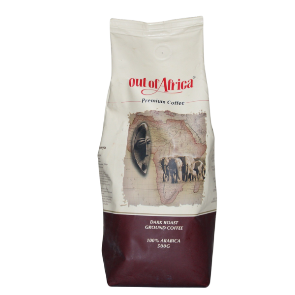 Mt. Kenya Dark Roast Ground Coffee 250g front package by Out of Africa