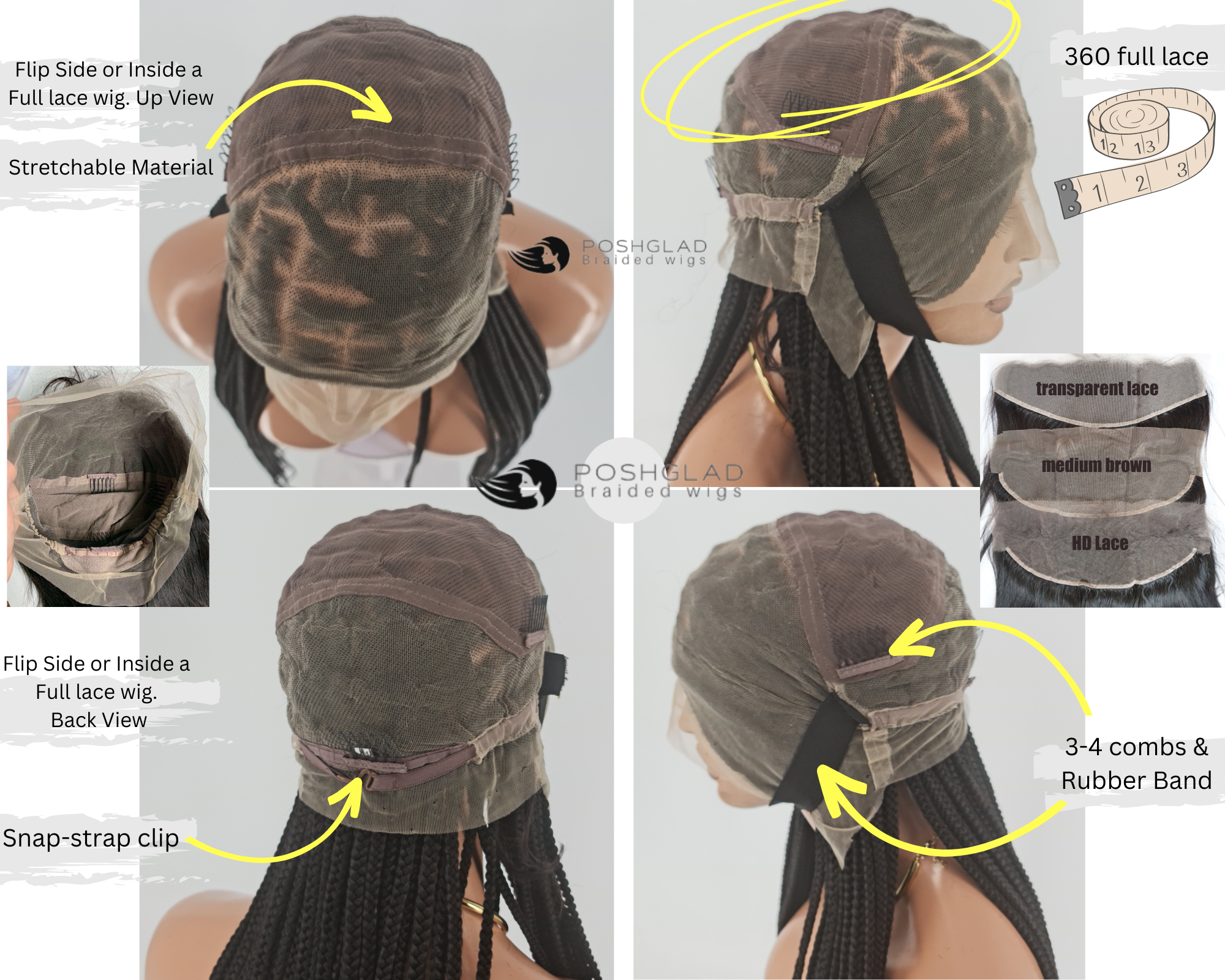 Shade Knotless Braid Wig - Multi Colors Swiss Full Lace