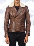 Furton Brown Leather Biker Jacket