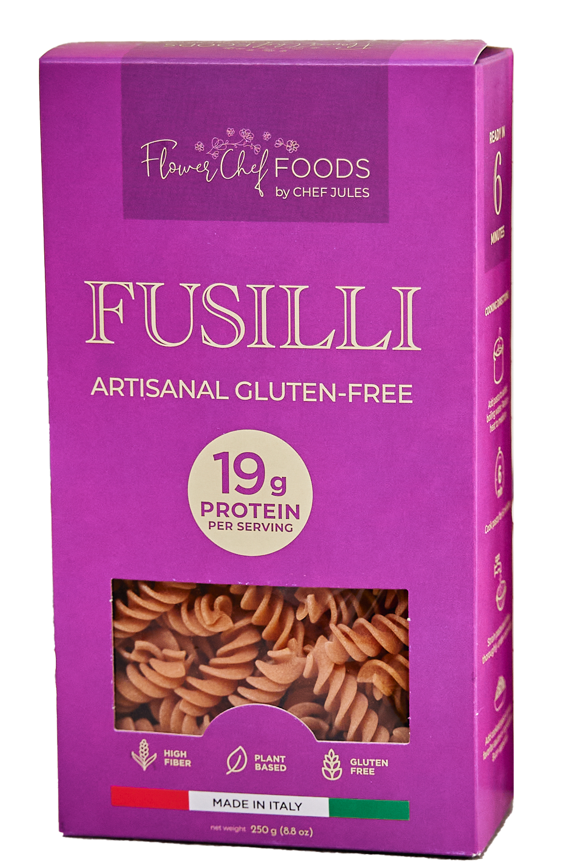 Flower Chef Foods Artisanal Gluten Free Pasta – High Protein Fusilli Pasta  (Single Pack)