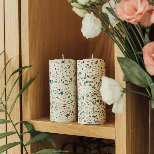 Handcrafted Terrazzo Candle Holder for Shabbat