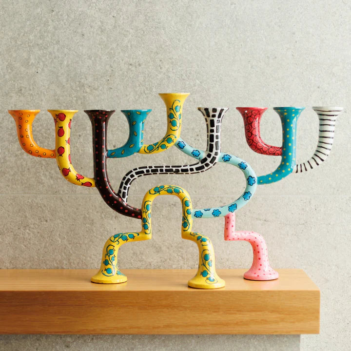 Modern Artistic Hand-Painted Menorah – Loopa Series