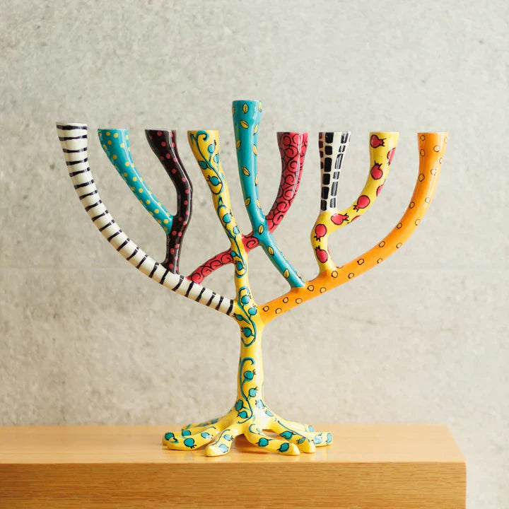 Luxury Decorative Painted Menorah, Handmade – The Wild Tree Series