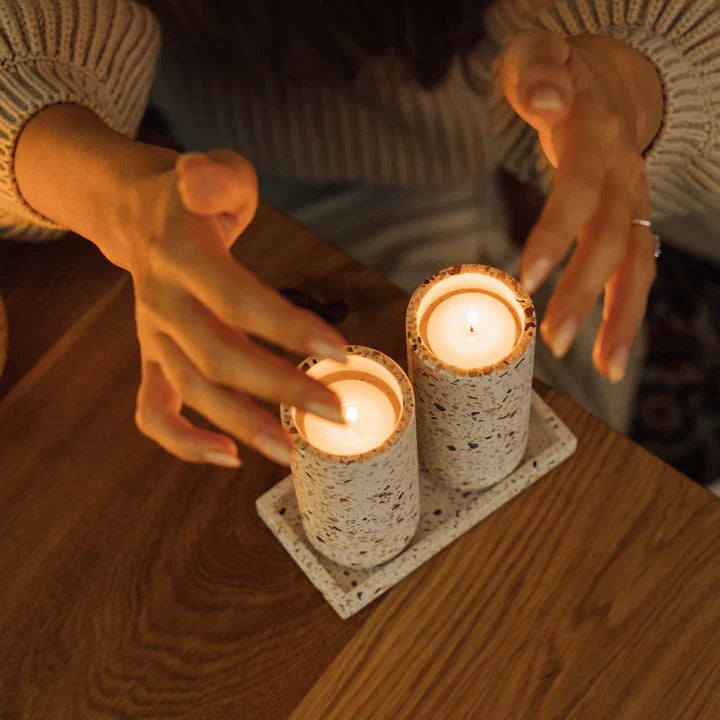 Shabbat Candle Holder Pair in Terrazzo – Terrazzo Series