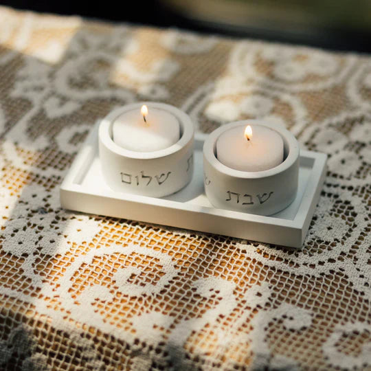 Modern Judaica Shabbat Candle Holders - Flow Series