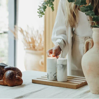 Handcrafted Concrete Shabbat Candle Holders – Flow Series