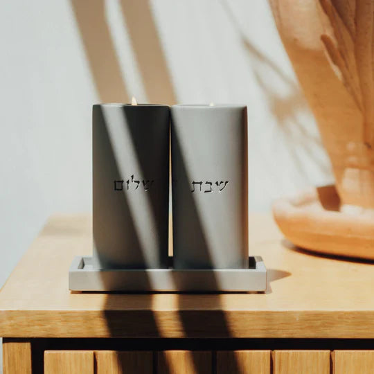 Clean Design Shabbat Candle Holders from Concrete – Flow Series