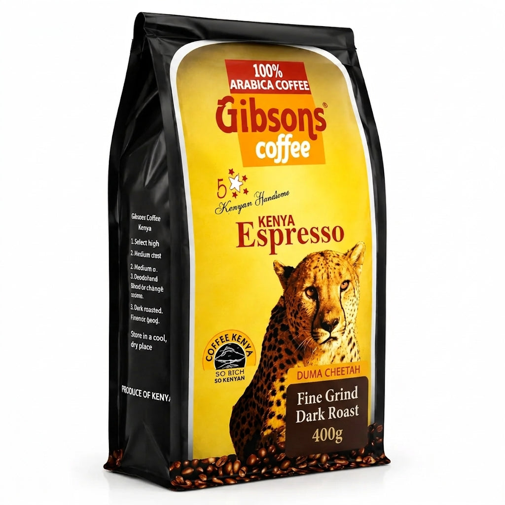 Gibsons Coffee Kenya Espresso Fine Grind Dark Roast 400g