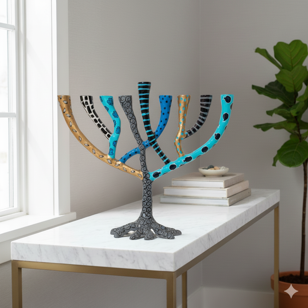 Handcrafted Aluminum Menorah - The Wild Tree Series