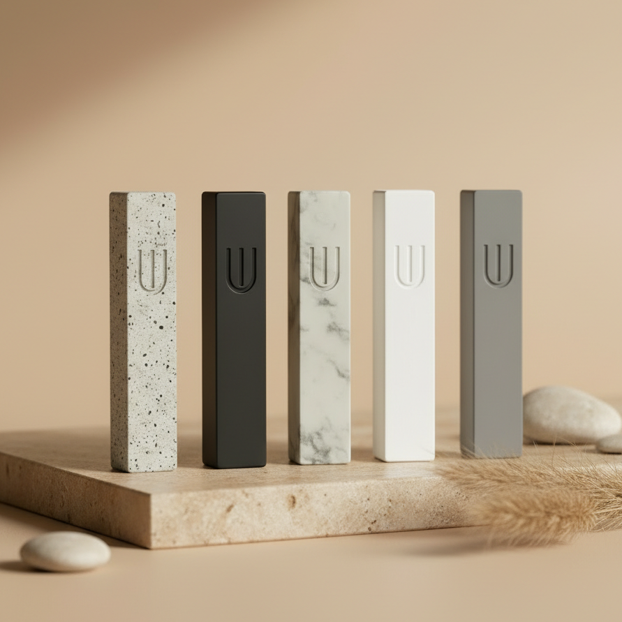 Sculpted Concrete Mezuzah with Clean Architectural Lines – Timeless Collection