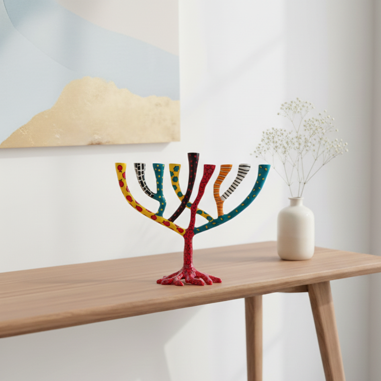 Handcrafted Aluminum Menorah - The Wild Tree Series