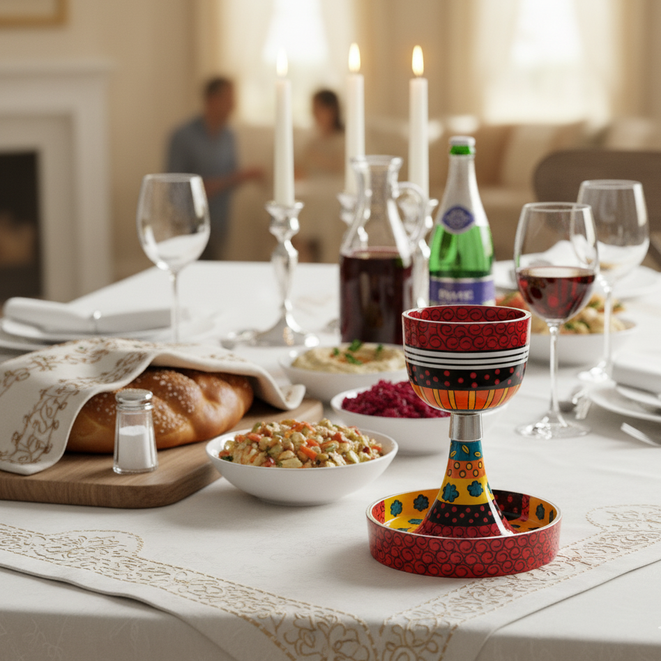 Luxury Hand-Painted Enamel Kiddush Cup – Classic Premium