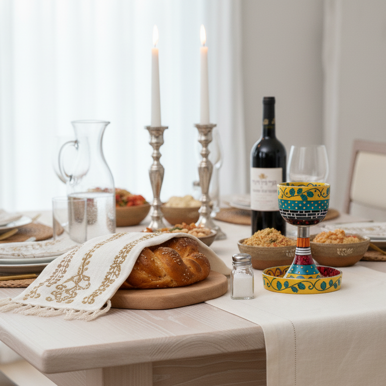 Artisan Enamel Kiddush Cup for Shabbat – Classic Premium