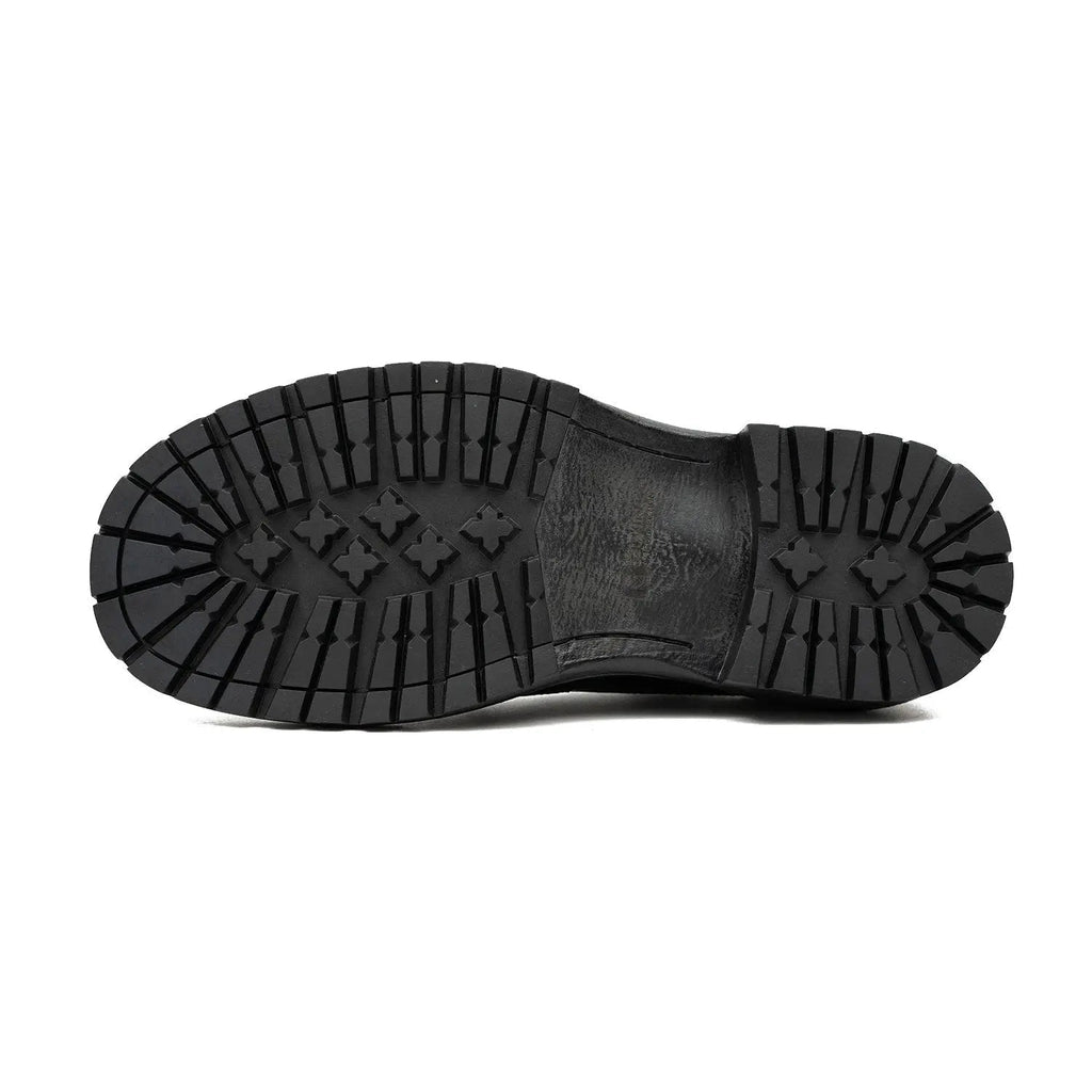 Black Scale-Pattern Wingtip Derby Shoes with Tongue Tab