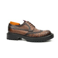 Brown Scale-Pattern Wingtip Derby Shoes with Lug Sole