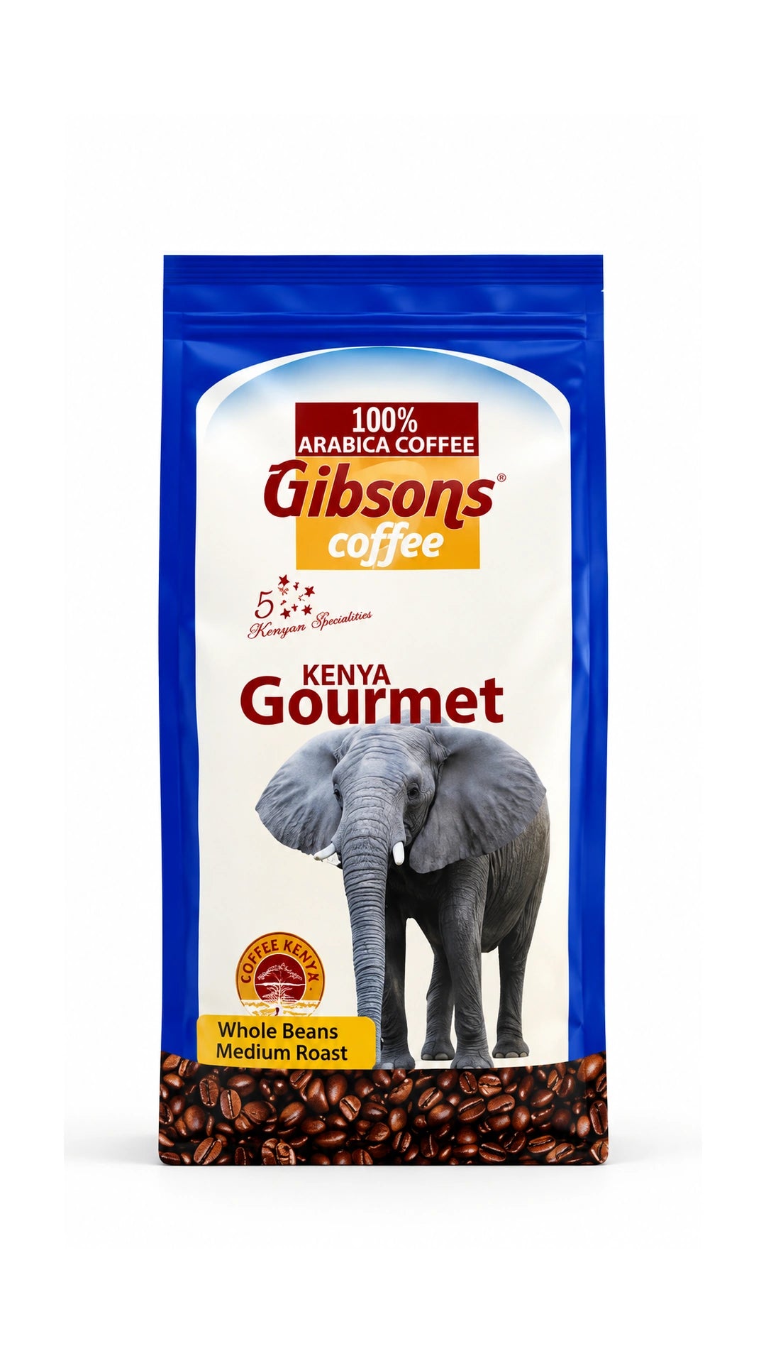 Gibsons Kenya Gourmet Medium Roast Whole Bean Coffee 400g