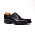 Black Plain-Toe Derby Shoes with Polished Finish