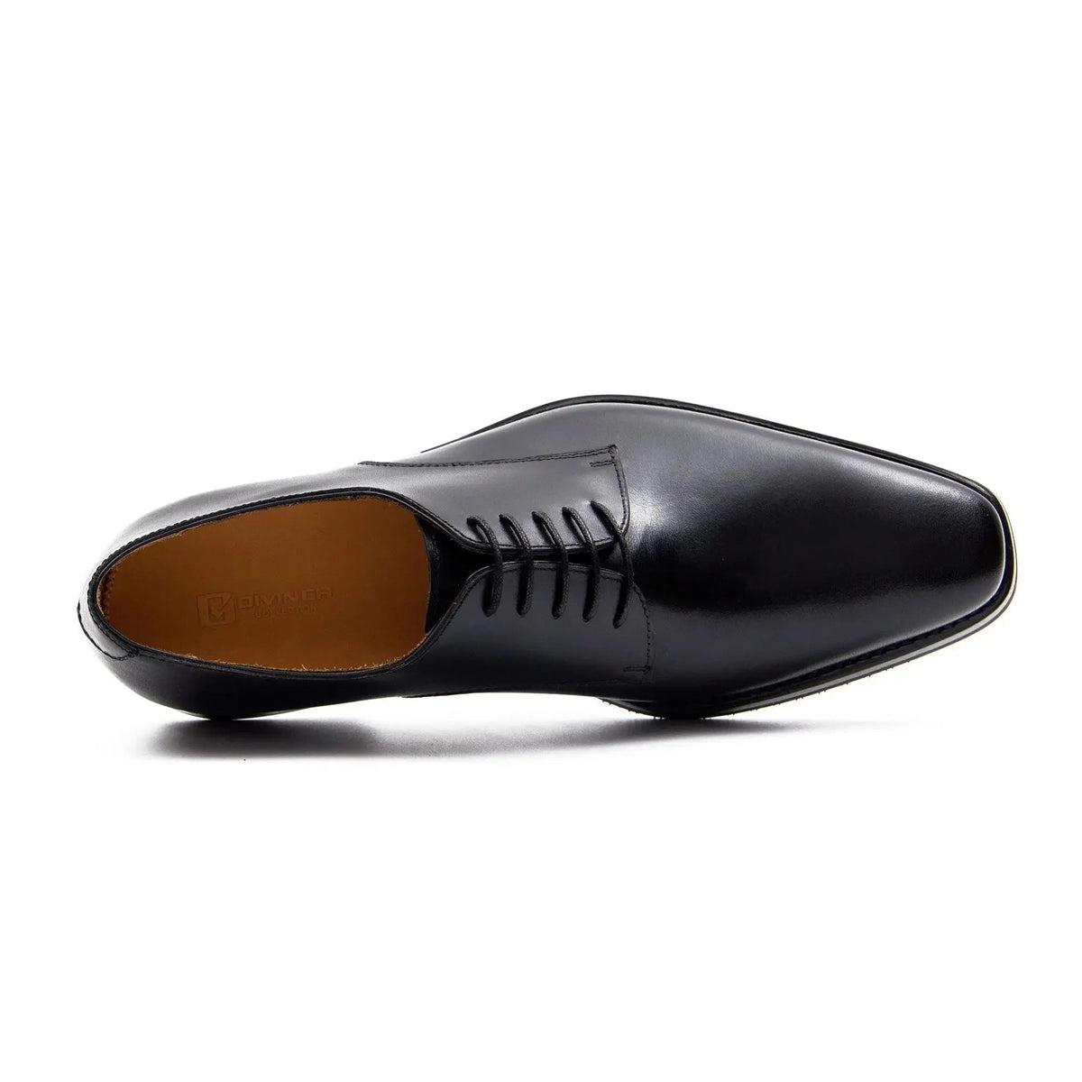 Black Plain-Toe Derby Shoes with Polished Finish