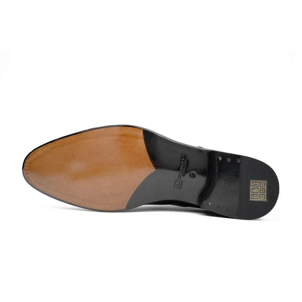 Dark Plain-Toe Derby Shoes with Polished Finish