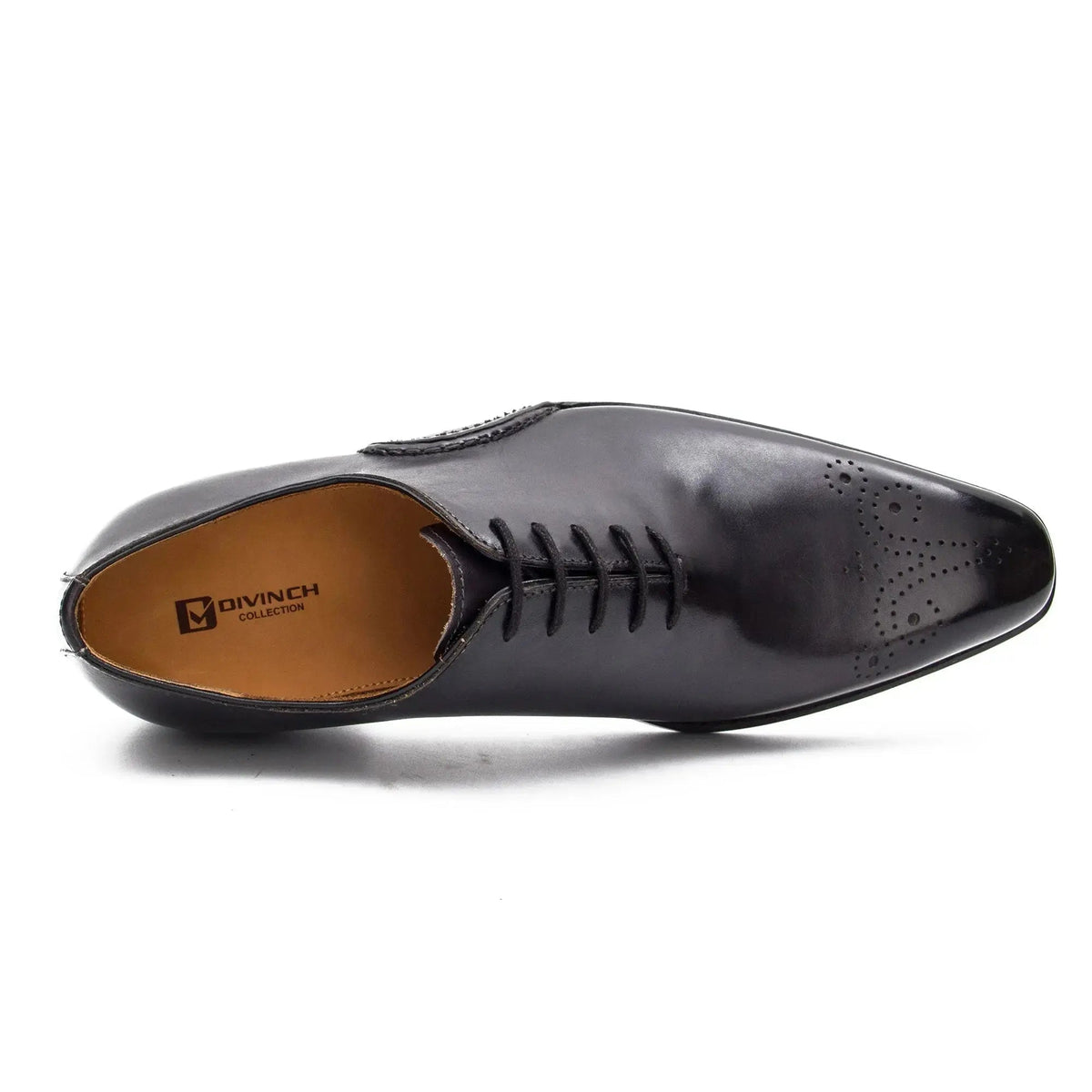 Black Square-Toe Oxford Shoes with Toe Medallion