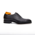 Gray-Black Plain-Toe Oxford Shoes with Low-Gloss Finish