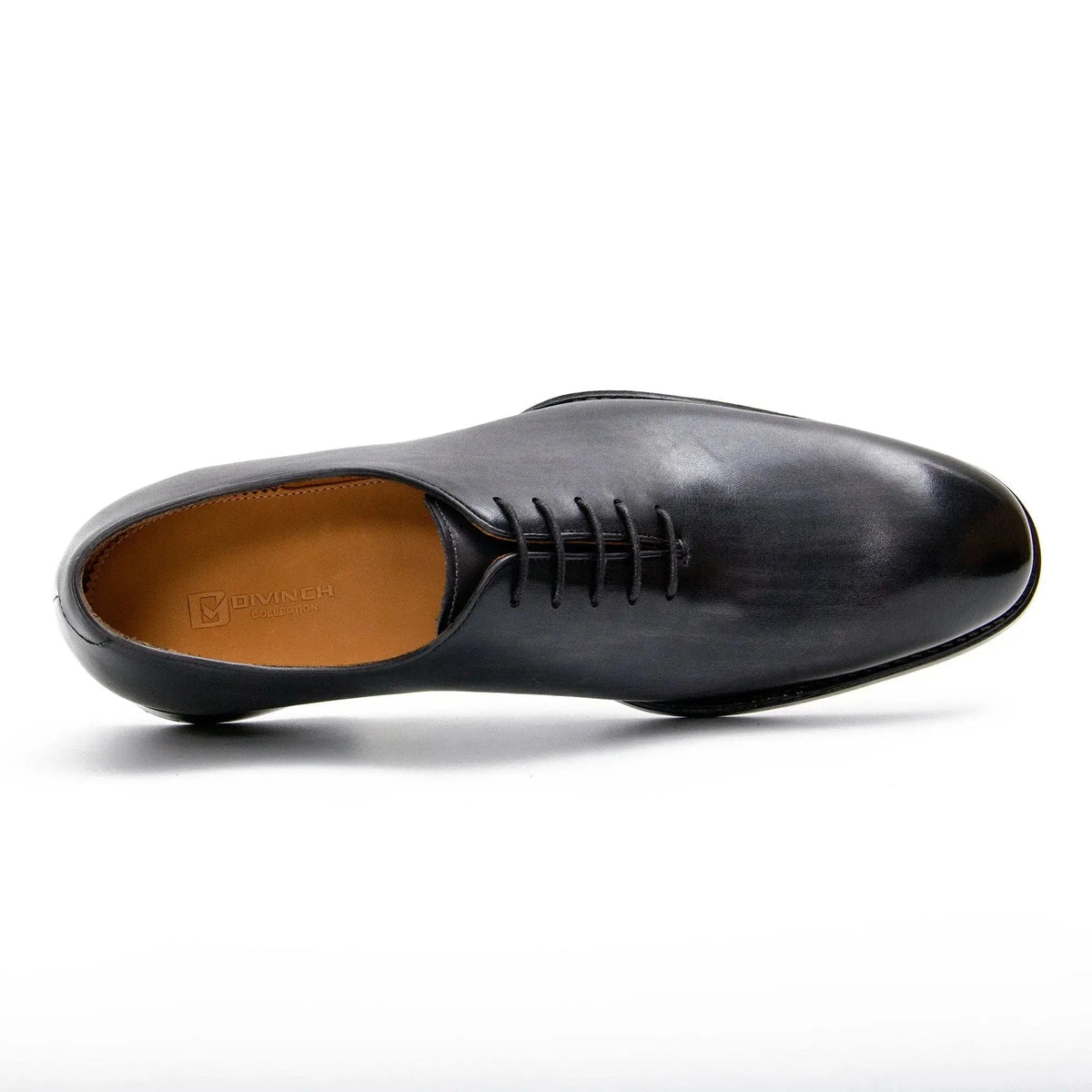Gray-Black Plain-Toe Oxford Shoes with Low-Gloss Finish