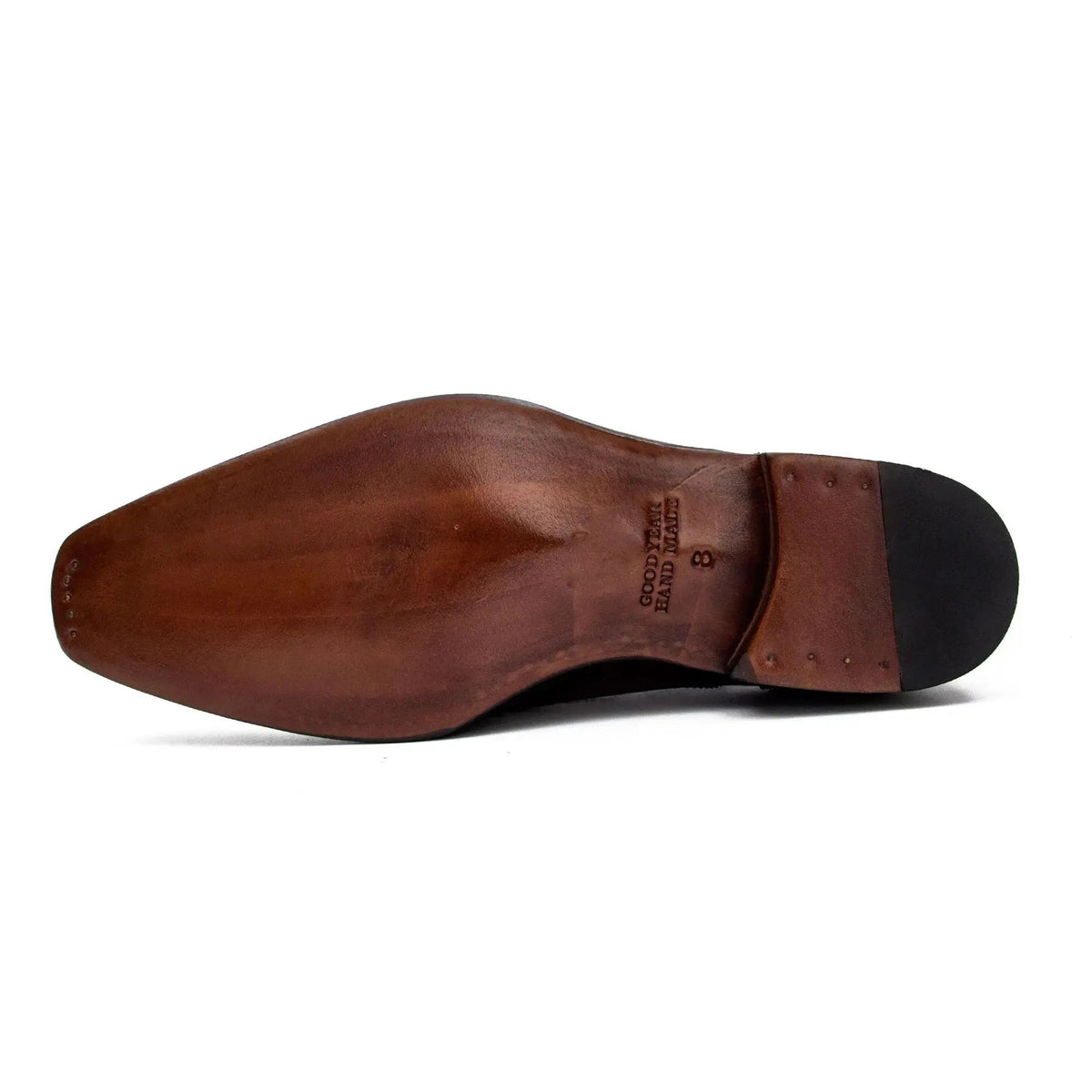 Reddish Brown Wingtip Oxford Shoes with Ribbed Panels
