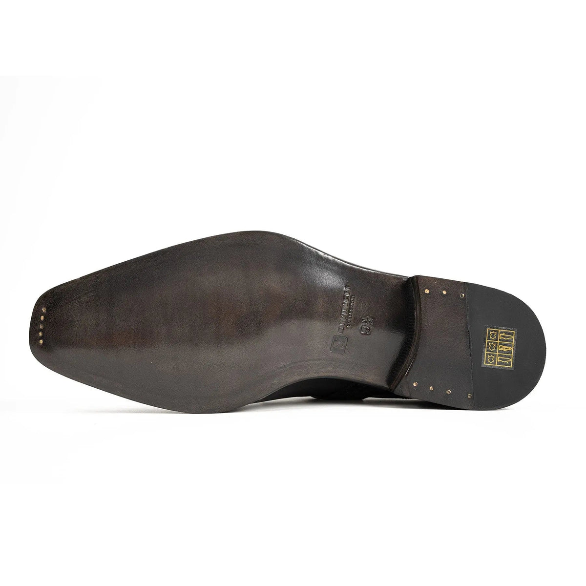 Dark Gray-Black Single Monk Strap Shoes with Toe Medallion