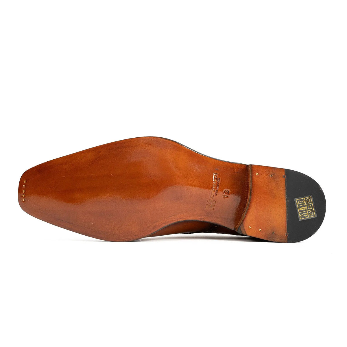 Orange-Brown Square-Toe Oxfords with Raised-Texture Panels