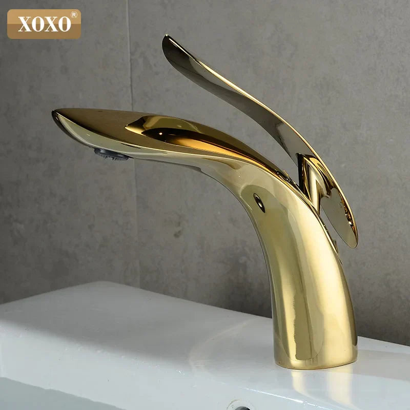 DecorBites™ Gold Basin Faucet Single Handle Hot Cold Mixer Tap - 23025A-H