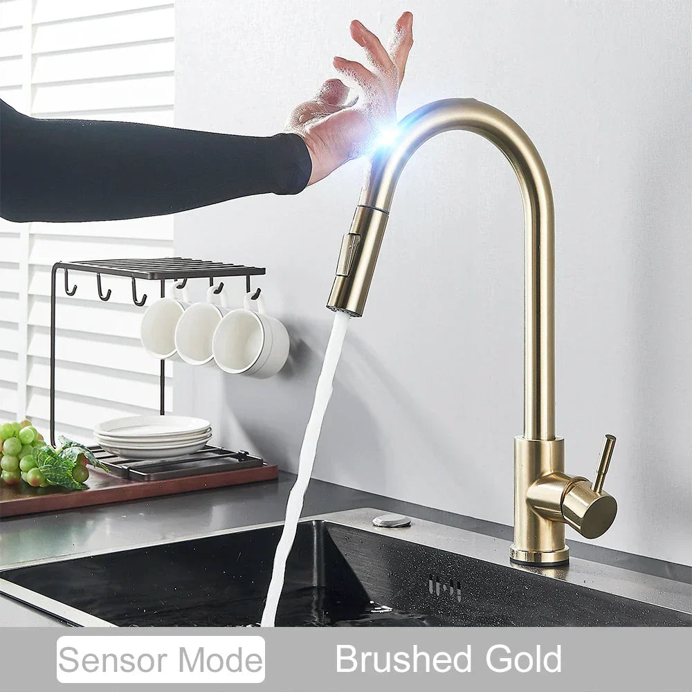 DecorBites™ Gold Kitchen Faucet with Touch Sensor Control for Sensitive Mixer Experience