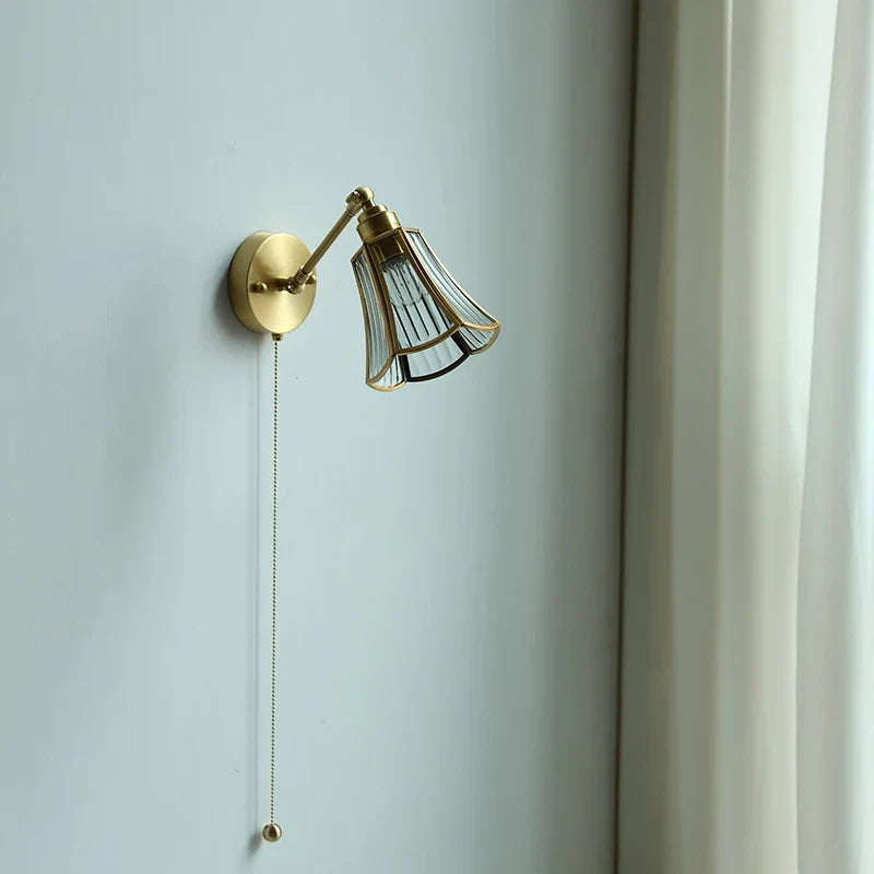DecorBites™ Copper Wall Sconce Glass Nordic Wall Lamp LED Pull Chain Switch