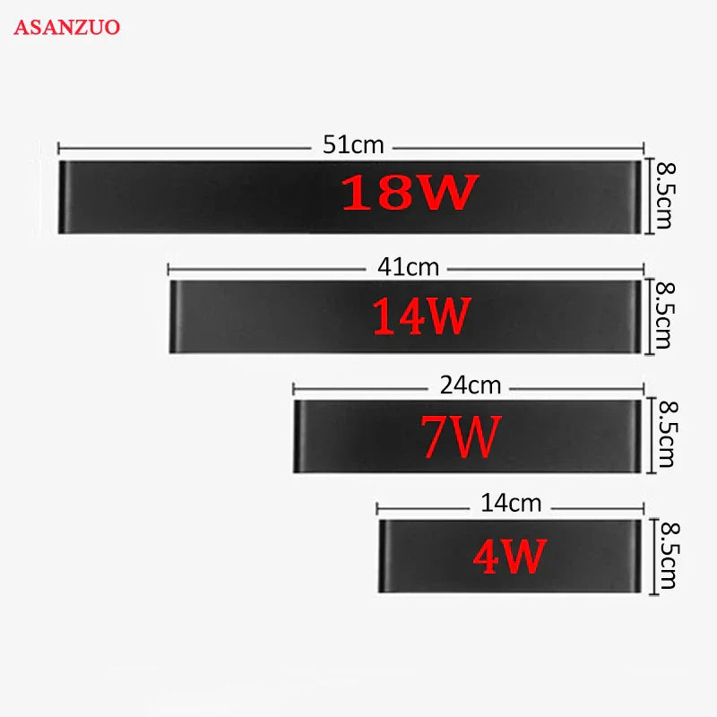 Modern silver & black led rectangle wall lamps living room light