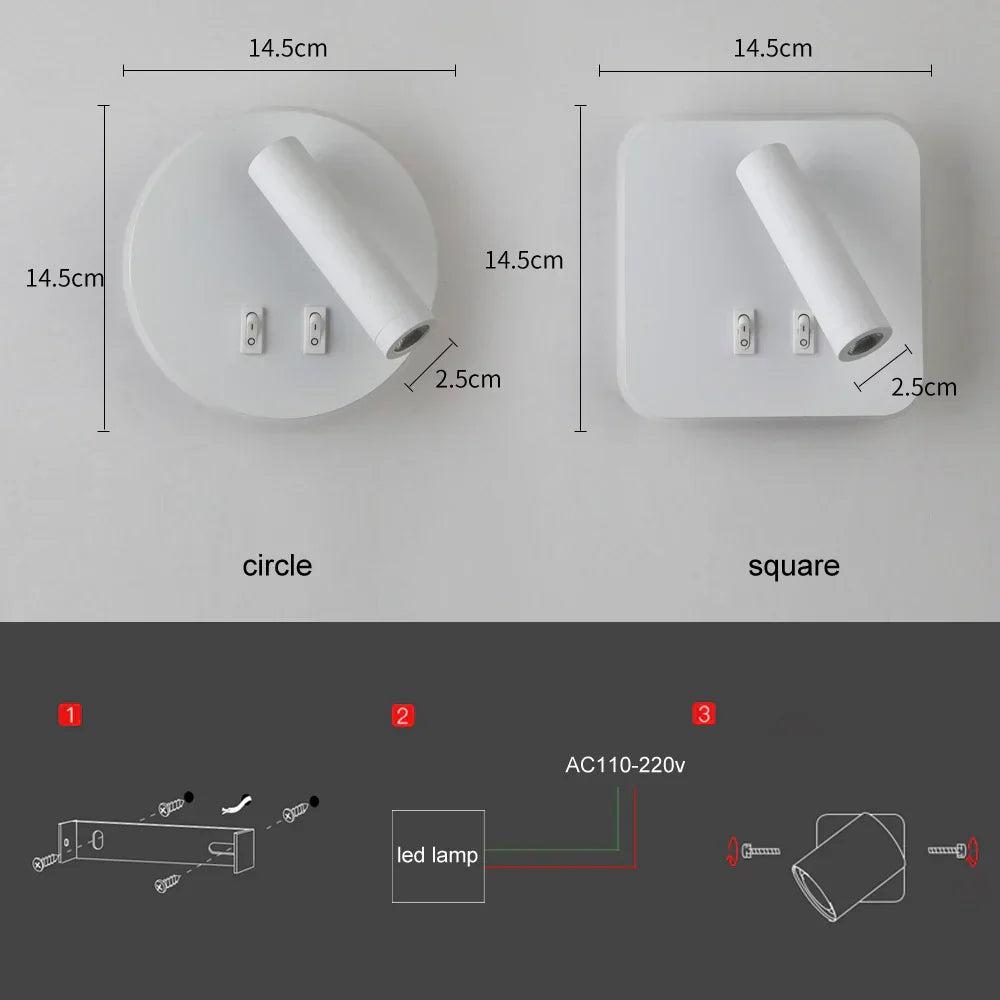 DecorBites™ Adjustable 10W Wall Light Sconce Lamp with Switch - Hotel Bedroom Study Reading