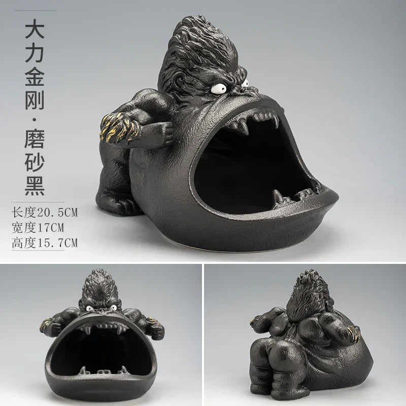 DecorBites™ Gorilla Ceramic Ashtray: Cartoon Animal Decor & Gift