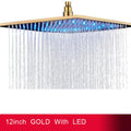 DecorBites™ 16" Square LED Light Rainfall Shower Head - Color Changing Brass Showerhead
