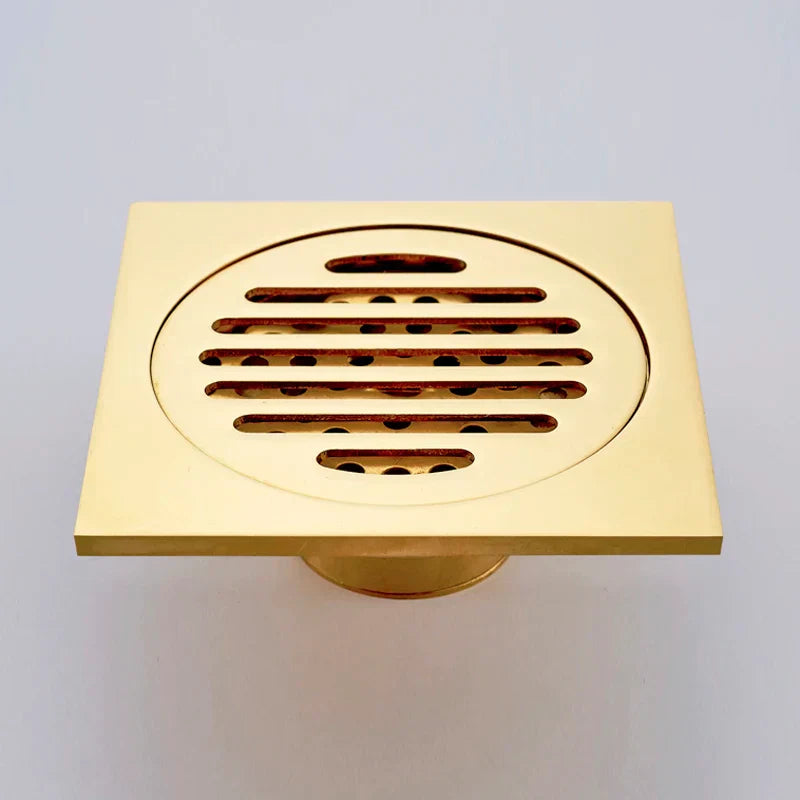 DecorBites™ Gold Square Bathroom Shower Drain Strainer 10*10cm