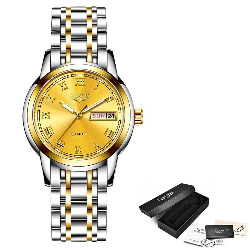 Women's Roman Numeral Day-Date Bracelet Watch