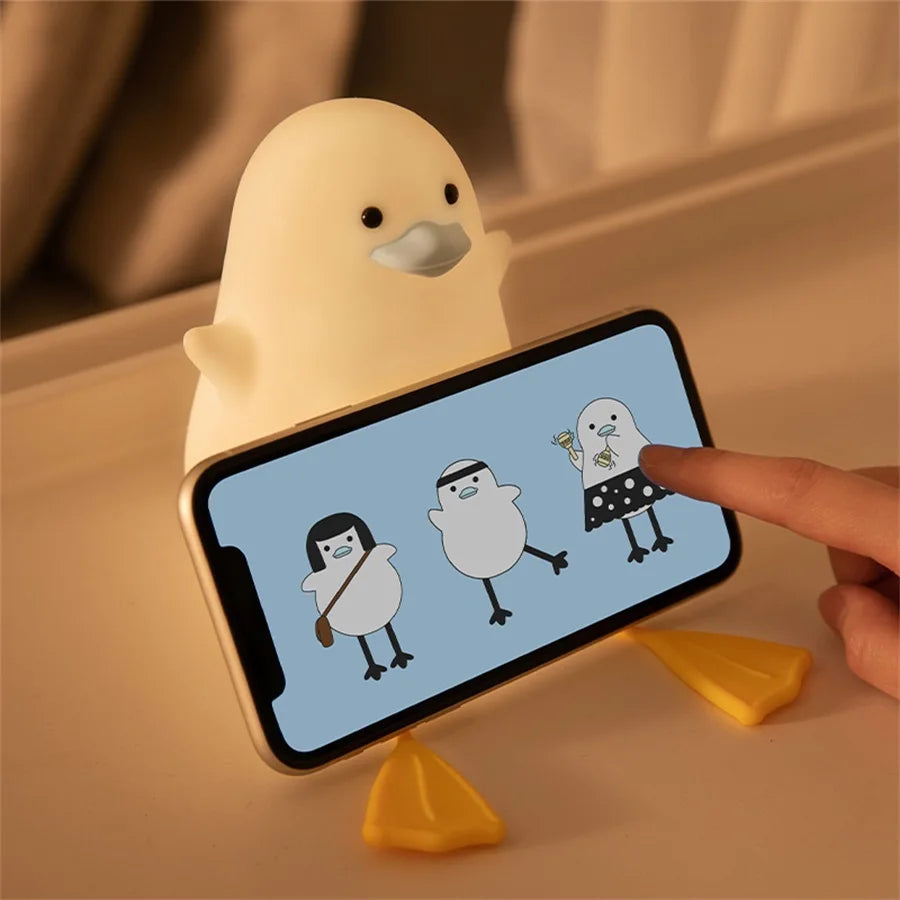 DecorBites™ Duck Cartoon Silicone Night Lamp - USB Rechargeable, Touch Sensor, Timer