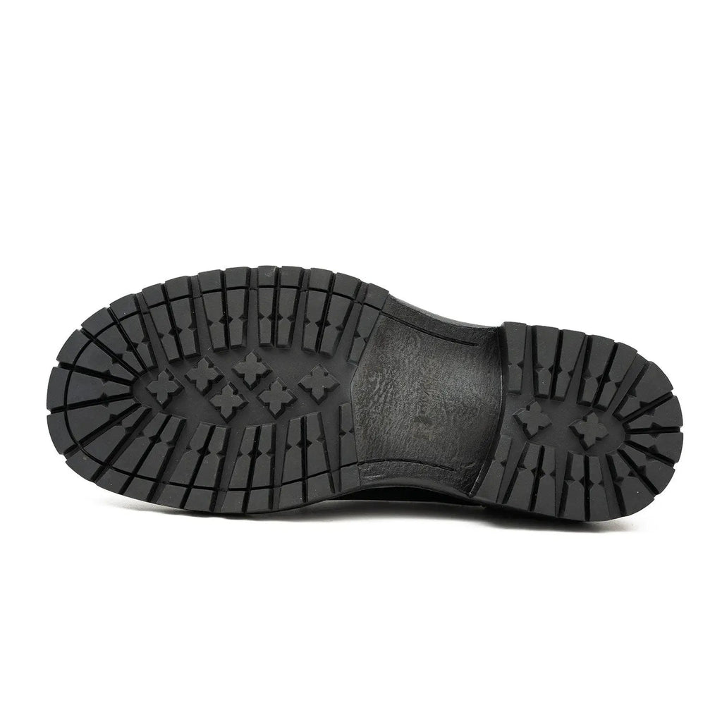 Black Plain-Toe Derby Shoes with Pull Tab