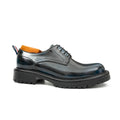 Dark Blue Plain-Toe Derby Shoes with Pull Tab