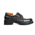 Deep Blue-Black Split Apron-Toe Derby Shoes