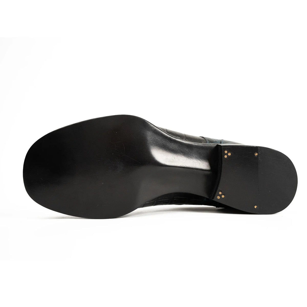 Deep Blue-Black Split Apron-Toe Derby Shoes