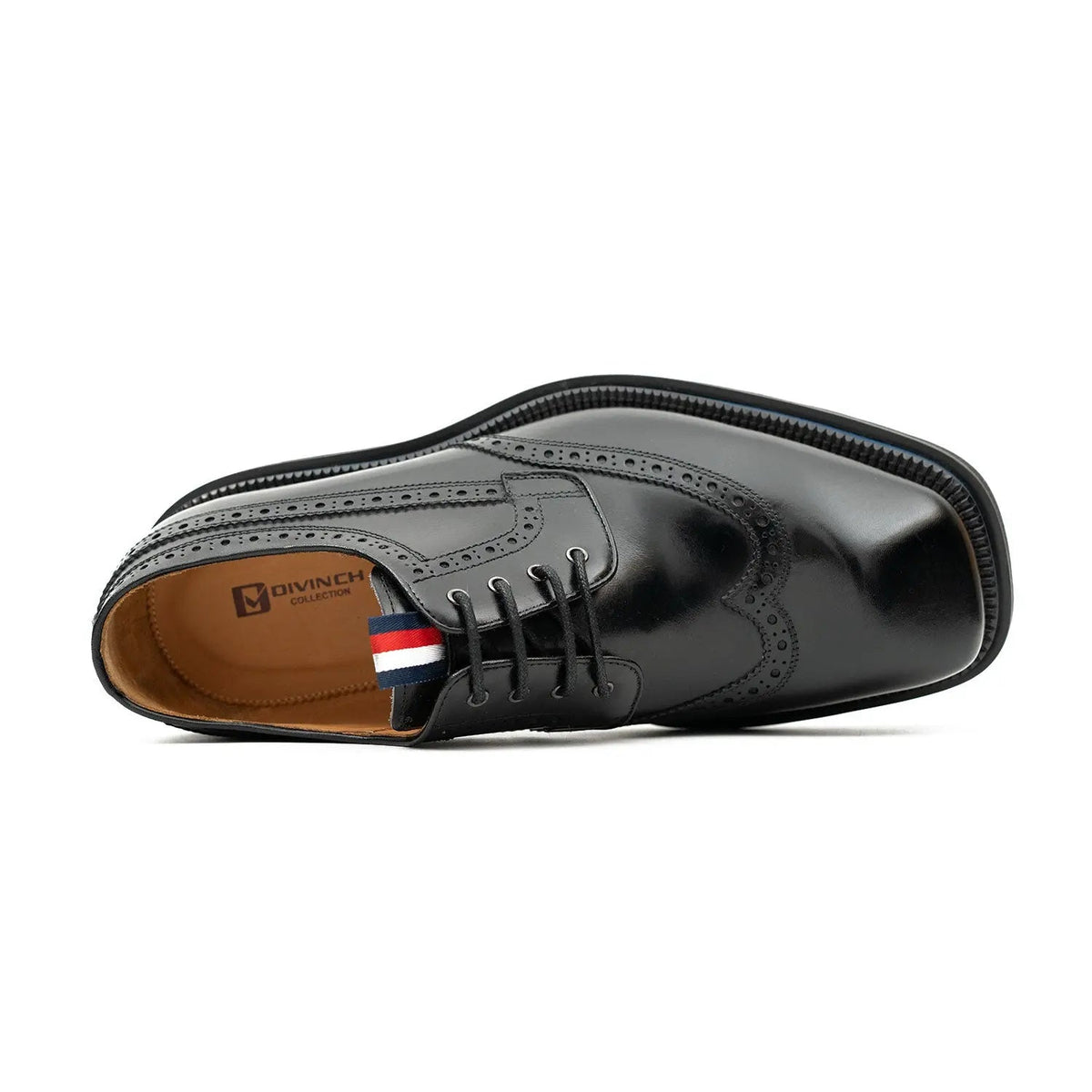 Black Wingtip Derby Shoes with Metal Eyelets