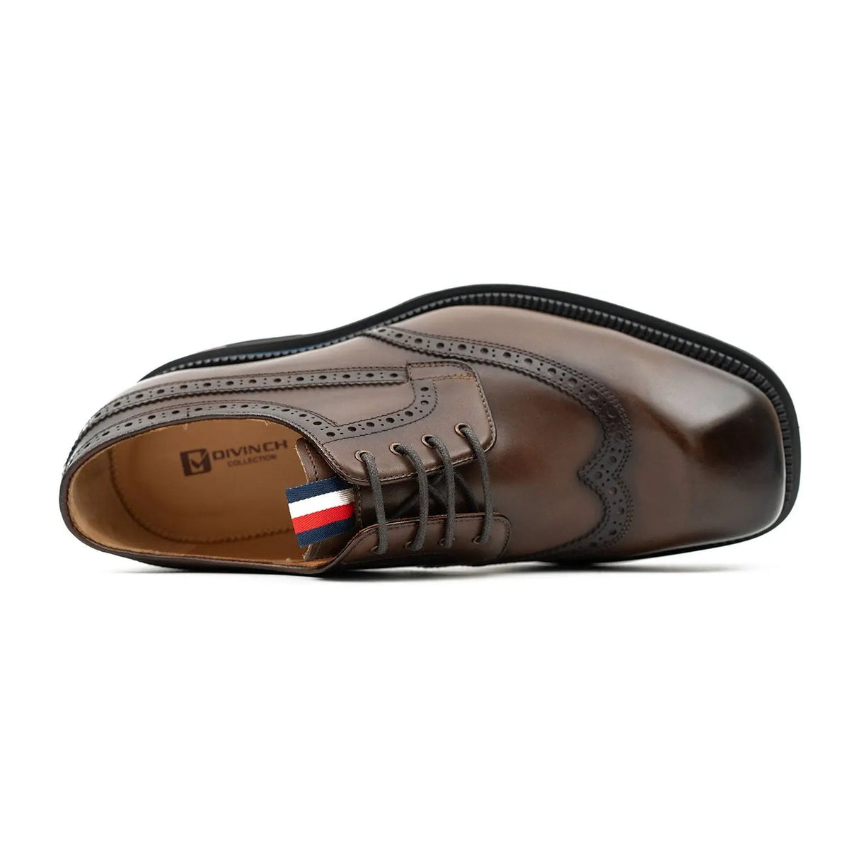 Brown Wingtip Derby Shoes with Metal Eyelets