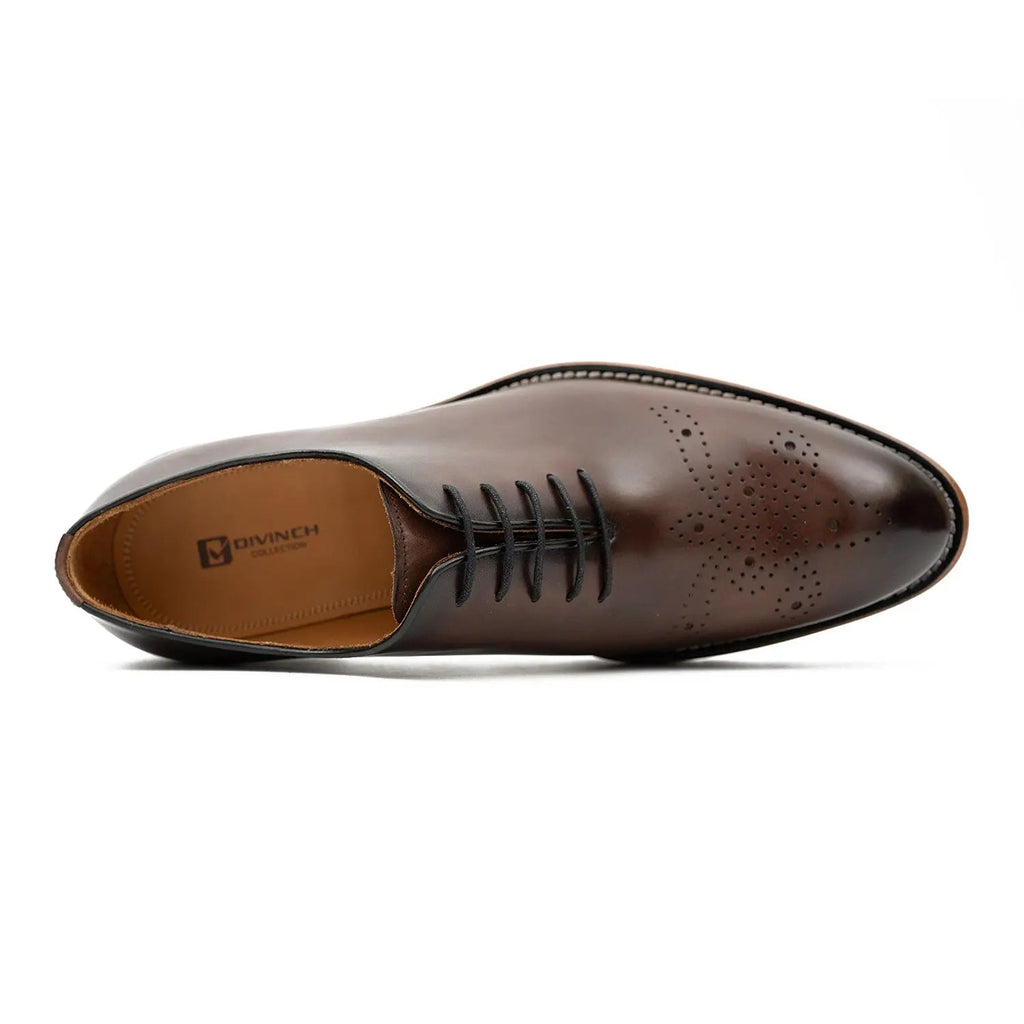 Coffee Plain-Toe Oxford Shoes with Coffee-Band Lug Sole